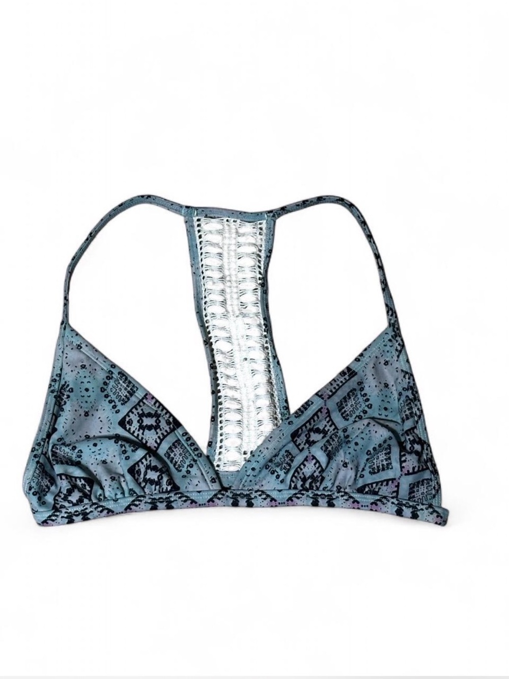y2k blue and white bikini top with lace detailing #summer #swimwear